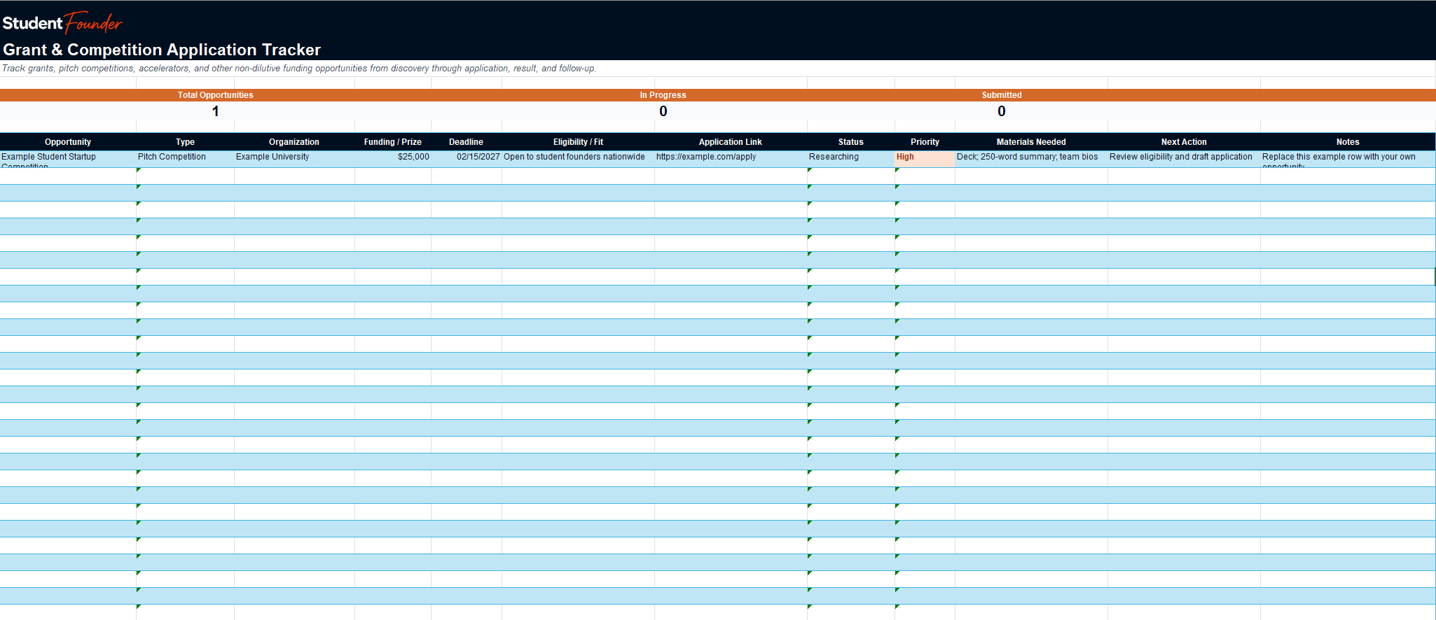 Grant & Competition Application Tracker